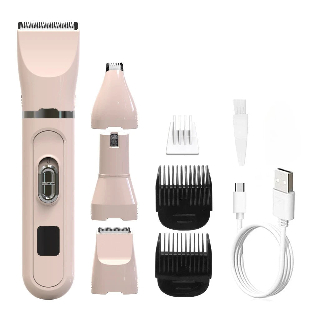 Professional 4-in-1 Electric Pet Grooming Tool Set Dog Hair Clippers USB Rechargeable Pets Haircut Trimmer Shaver Cats Supplies