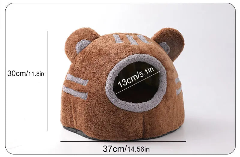 Winter Deep Sleep Comfort Cat Bed Cute Bear Head Shape Nest Pets Tent Cozy Cave for Cats House Soft And Self Warming Kitten Beds