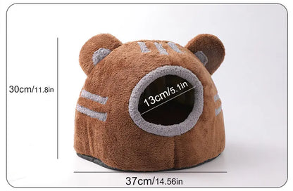 Winter Deep Sleep Comfort Cat Bed Cute Bear Head Shape Nest Pets Tent Cozy Cave for Cats House Soft And Self Warming Kitten Beds