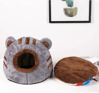 Winter Deep Sleep Comfort Cat Bed Cute Bear Head Shape Nest Pets Tent Cozy Cave for Cats House Soft And Self Warming Kitten Beds