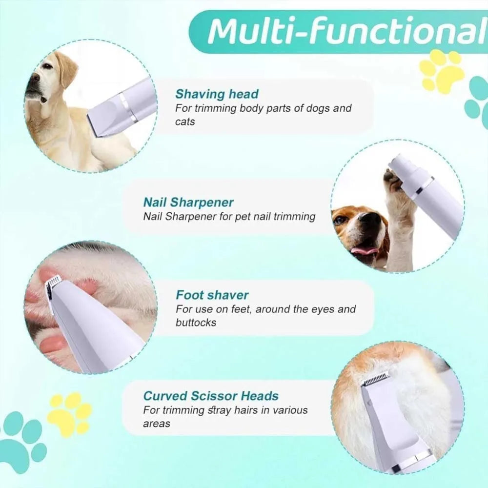 Professional 4-in-1 Electric Pet Grooming Tool Set Dog Hair Clippers USB Rechargeable Pets Haircut Trimmer Shaver Cats Supplies