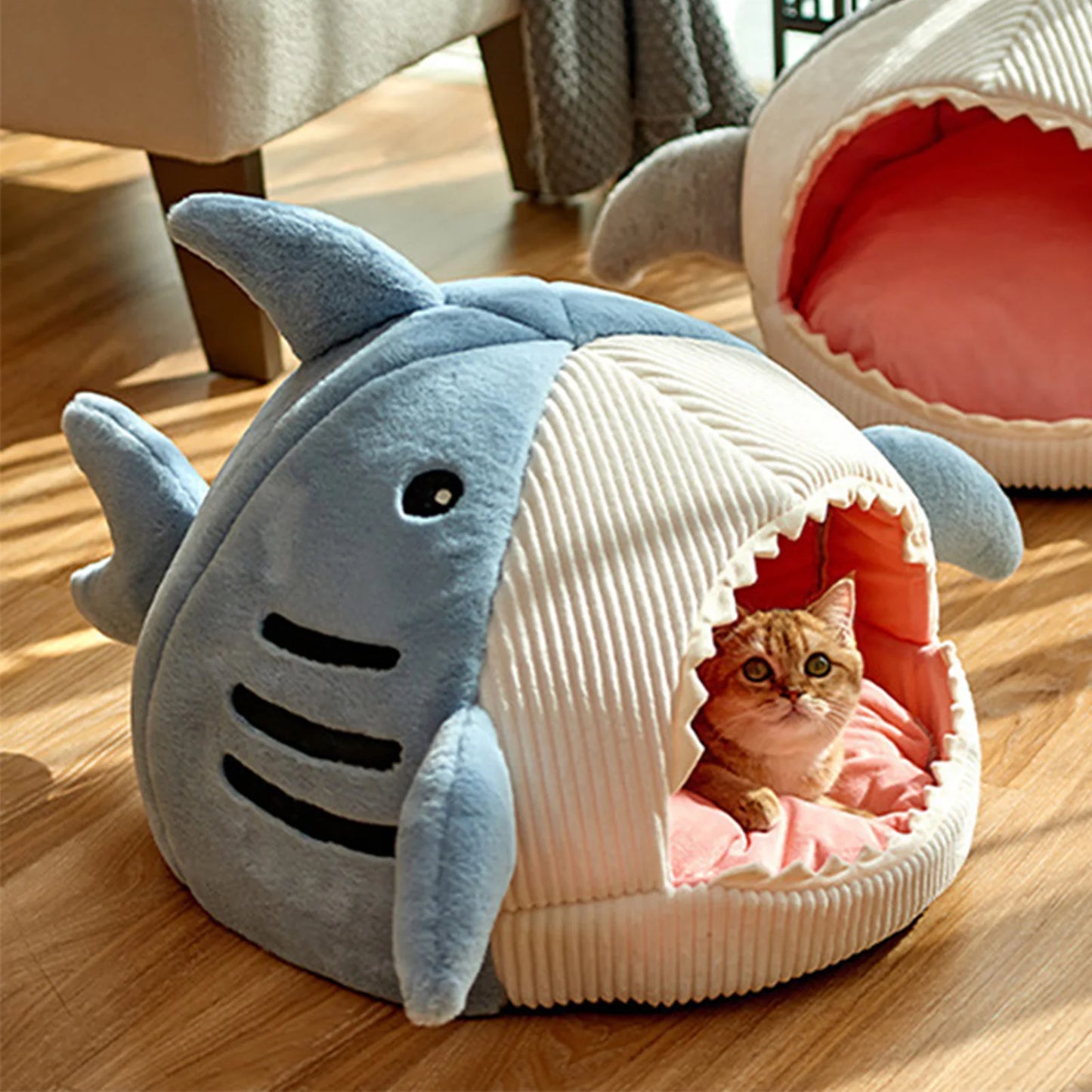 Cat Cave Mat House Shark Shaped Winter Warm Versatile Decorative Cozy Soft Cat Cave Bed for Dog Pet Shark Shaped Cat House