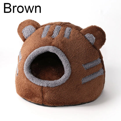 Winter Deep Sleep Comfort Cat Bed Cute Bear Head Shape Nest Pets Tent Cozy Cave for Cats House Soft And Self Warming Kitten Beds