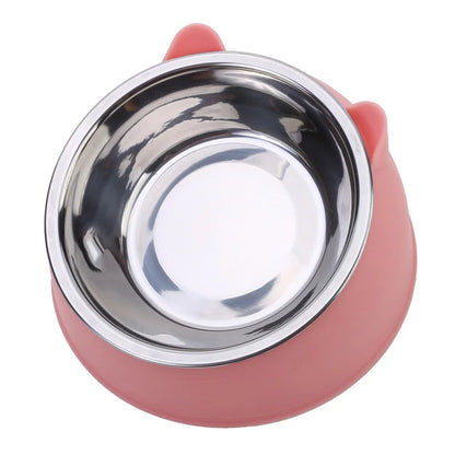 Cat Bowl Lovely Creative Inclined Kitten Puppy Food Feeding Bowls Stainless Steel Cats Drinking Feeder Pet Dogs Cats Feeders