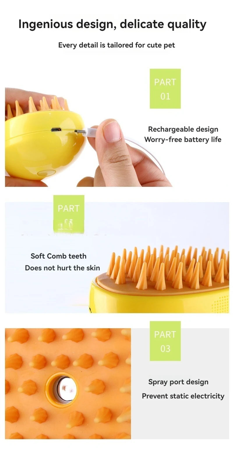 New 3 in 1 Pet Brush Cat Steam Brush Comb Dog Brush Electric Spray Cat Hair Brushes Massage Pet Grooming Hair Removal Combs ﻿