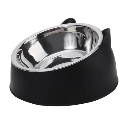 Cat Bowl Lovely Creative Inclined Kitten Puppy Food Feeding Bowls Stainless Steel Cats Drinking Feeder Pet Dogs Cats Feeders