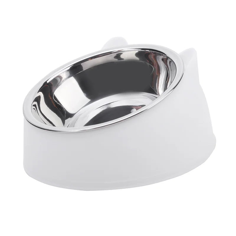 Cat Bowl Lovely Creative Inclined Kitten Puppy Food Feeding Bowls Stainless Steel Cats Drinking Feeder Pet Dogs Cats Feeders