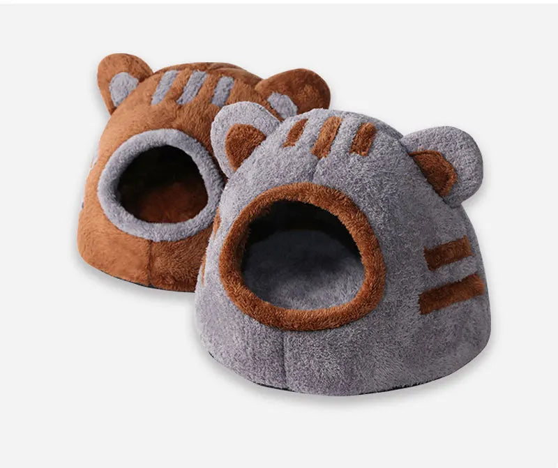 Winter Deep Sleep Comfort Cat Bed Cute Bear Head Shape Nest Pets Tent Cozy Cave for Cats House Soft And Self Warming Kitten Beds