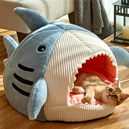 Cat Cave Mat House Shark Shaped Winter Warm Versatile Decorative Cozy Soft Cat Cave Bed for Dog Pet Shark Shaped Cat House