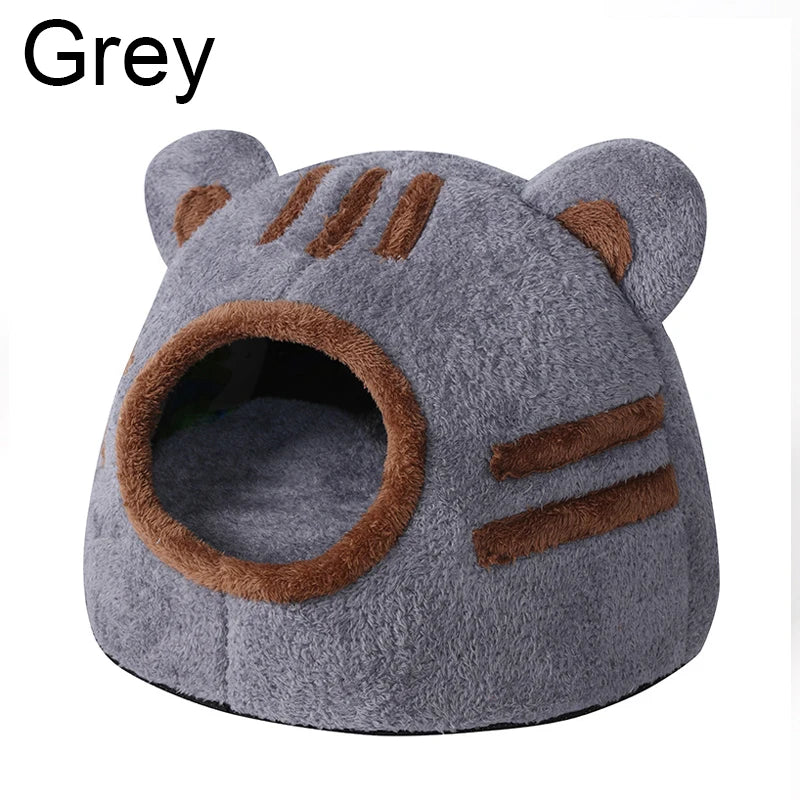 Winter Deep Sleep Comfort Cat Bed Cute Bear Head Shape Nest Pets Tent Cozy Cave for Cats House Soft And Self Warming Kitten Beds