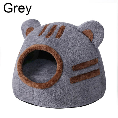 Winter Deep Sleep Comfort Cat Bed Cute Bear Head Shape Nest Pets Tent Cozy Cave for Cats House Soft And Self Warming Kitten Beds