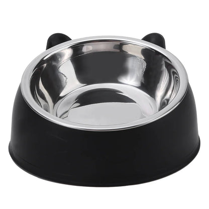 Cat Bowl Lovely Creative Inclined Kitten Puppy Food Feeding Bowls Stainless Steel Cats Drinking Feeder Pet Dogs Cats Feeders