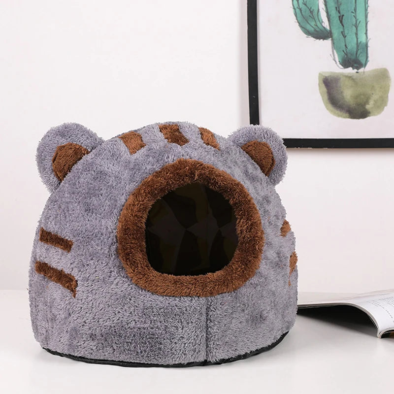 Winter Deep Sleep Comfort Cat Bed Cute Bear Head Shape Nest Pets Tent Cozy Cave for Cats House Soft And Self Warming Kitten Beds