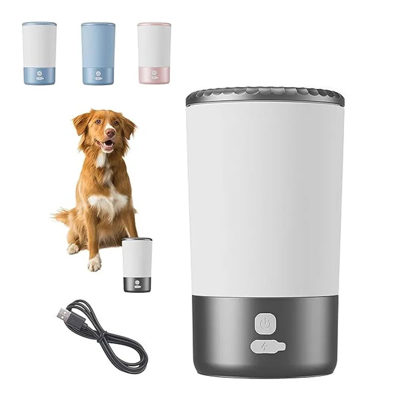Pet Paw Cleaner Machine Automatic, Portable Dog Cat Washer Cup with Soft Silicone Brush, USB-C Rechargeable, Waterproof